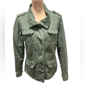 Kirra Field Jacket Womens Med Army Green Sherpa Fleece Lined Canvas Utility Moto